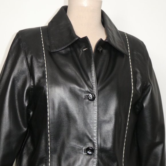 Piel & MODA Black Leather  Blazer / Jacket SIZE 40 - Picture 10 of 16